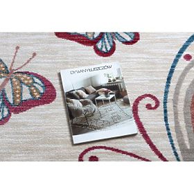 Modern Children's Rug TOYS 75326 BUTTERFLY, Irregular Shape, Cream, Red Fuchsia, F.H.Kabis