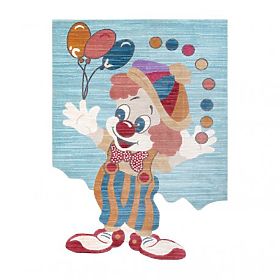 Modern Children's Rug TOYS 75328 CLOWN, Irregular Shape, Blue, Turquoise, Red Fuchsia