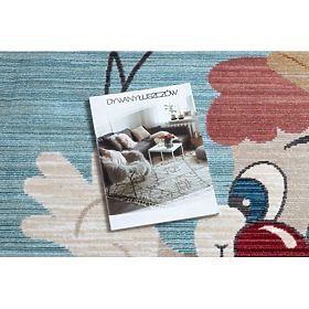 Modern Children's Rug TOYS 75328 CLOWN, Irregular Shape, Blue, Turquoise, Red Fuchsia, F.H.Kabis