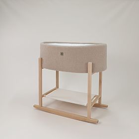 Moses Basket Teddy with Wooden Base - Beige