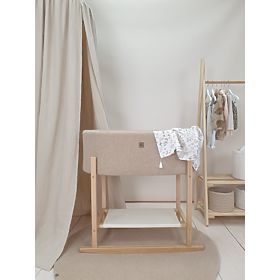 Moses Basket Teddy with Wooden Base - Beige