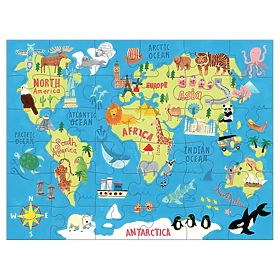Mudpuppy Puzzle World Map in a Fabric Bag 36 Pieces, Mudpuppy