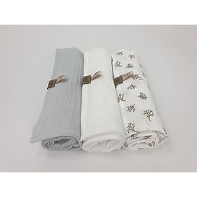 Muslin diapers 3 pcs - light grey