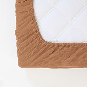 Muslin Fitted Sheet Ourbaby 200x90 cm - Toffee