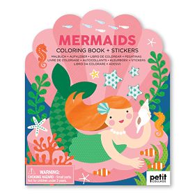 Petit Collage Coloring Book with Mermaid Stickers
