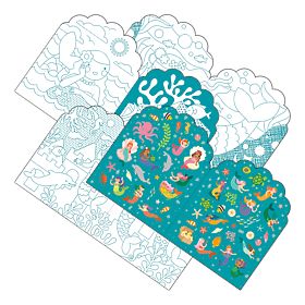 Petit Collage Coloring Book with Mermaid Stickers, Petit Collage