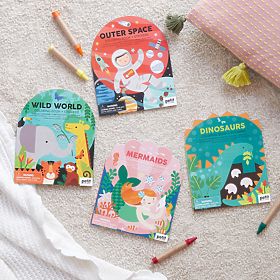 Petit Collage Coloring Book with Mermaid Stickers