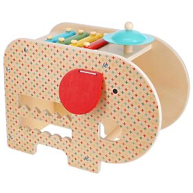 Petit Collage Wooden Musical Elephant 5-in-1, Petit Collage
