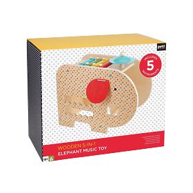 Petit Collage Wooden Musical Elephant 5-in-1