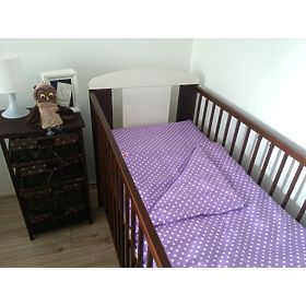 Polka Dot Baby Cot Bedding Set - Purple