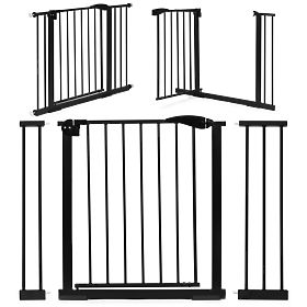 Safety Barrier 74-105 cm for Stairs and Doors, Steel, Additional Panels, Black ECOTOYS