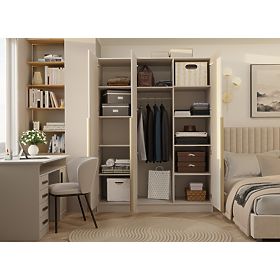 SENSO 3D WARDROBE 150 CM 3 DOORS GOLD HANDLES FOR LIVING ROOM BEDROOM CASHMERE BEIGE