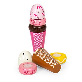 Set of Wooden Ice Creams with Velcro for Children 9 Pieces ECOTOYS