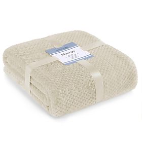 SHLEEPY Blanket Beige Color with Jacquard Pattern Classic Style 220x240