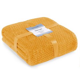 SHLEEPY Orange Throw with Jacquard Pattern Classic Style 170x210