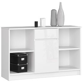 SIDEBOARD B-17 120 cm 1 DRAWER 1 DOOR PK WHITE / WHITE GLOSS