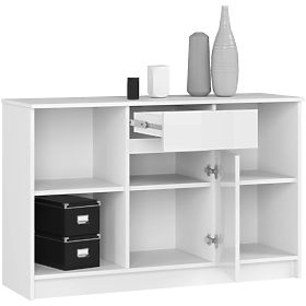 SIDEBOARD B-17 120 cm 1 DRAWER 1 DOOR PK WHITE / WHITE GLOSS