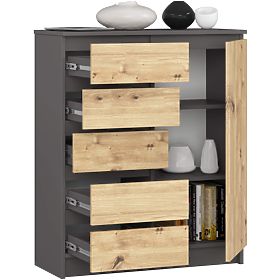 SIDEBOARD K80 1D 5DRW PK GRAPHITE GRAY / ARTISAN OAK