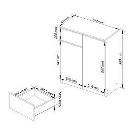 SIDEBOARD K80 2D 1SZ CLP PK BLACK GLOSS