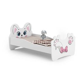 Single Bed Pink Cat 140x70 with Mattress