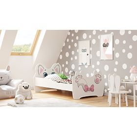 Single Bed Pink Cat 160x80 with Mattress