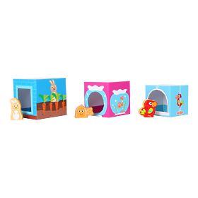 Small Foot Cube tower with wooden animals