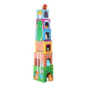 Small Foot Cube tower with wooden animals