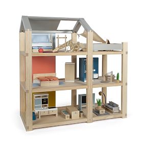 small foot Dollhouse with Furniture, Natural, small foot