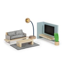 small foot Dollhouse with Furniture, Natural