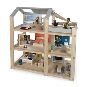 small foot Dollhouse with Furniture, Natural, small foot