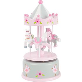 small foot Music Box Pink Carousel with Horses