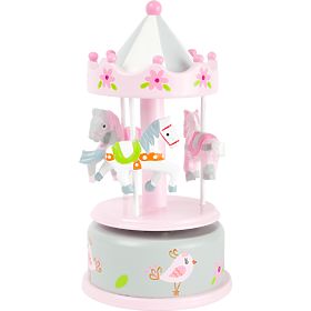 small foot Music Box Pink Carousel with Horses