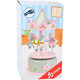 small foot Music Box Pink Carousel with Horses