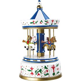 small foot Wooden Music Box Carousel with Horses