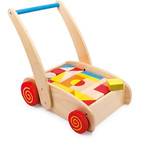 small foot Wooden Walker with Blocks in a Cart