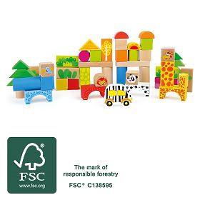 small foot Wooden Zoo Building Blocks 50 pcs