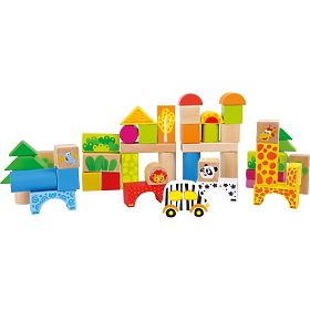 small foot Wooden Zoo Building Blocks 50 pcs
