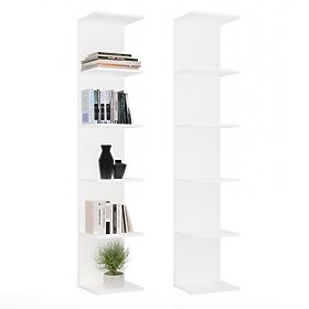 TALL WHITE SHELF 6P 180 cm 6 Shelves for Books and Documents for Office and Living Room
