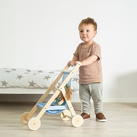 Tidlo Wooden Blue Doll Stroller, Tidlo