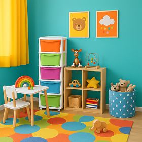 Toy Container with 5 Drawers on Wheels