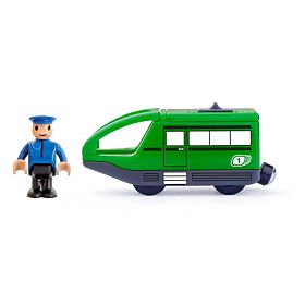 Train with Battery-Powered Conductor Green, Woodyland Woody