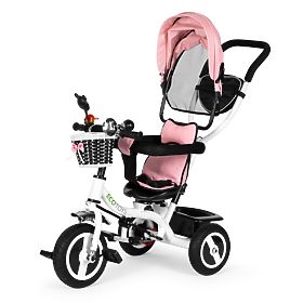 Tricycle Bike Rotatable Top Durable Rubber Wheels Pink ECOTOYS