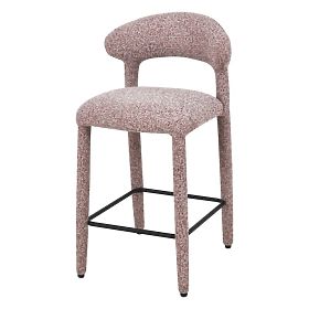 Upholstered Bar Stool Hiroki, Beige-Burgundy Mix