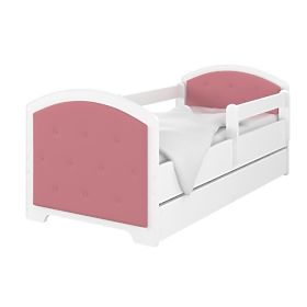 Upholstered Bed Luna with Guardrail - Pink