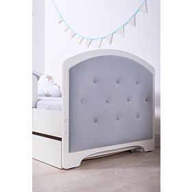 Upholstered Bed Luna with Guardrail - Light Grey