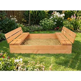 Lockable Sandbox with Benches 120 x 120 - Impregnated
