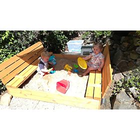 Closable Sandbox with Benches 140 x 140 - Impregnated