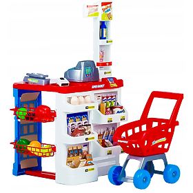 Large Store with Cash Register Supermarket Stand for Kids with Cash Register, Scale, and Scanner, MULTISTORE