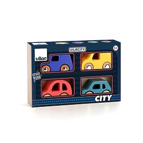Vilac Set of 4 Wooden Cars City Vilacity, Vilac