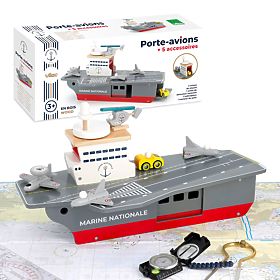 Vilac Wooden Aircraft Carrier with Accessories, Vilac